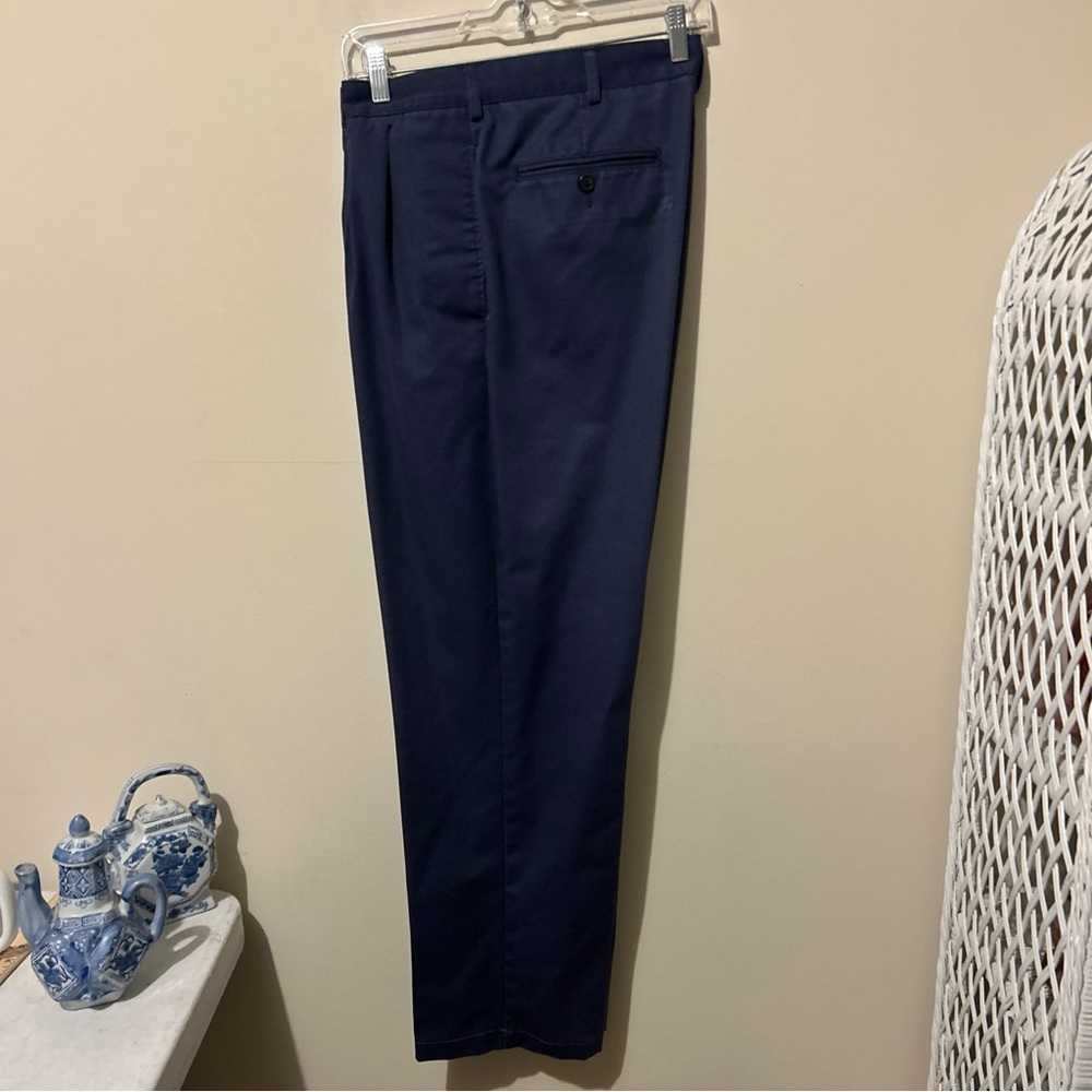 Vintage Lands End Pants Men’s 35 Blue Cotton Chinos Business Casual Office - Picture 2 of 16